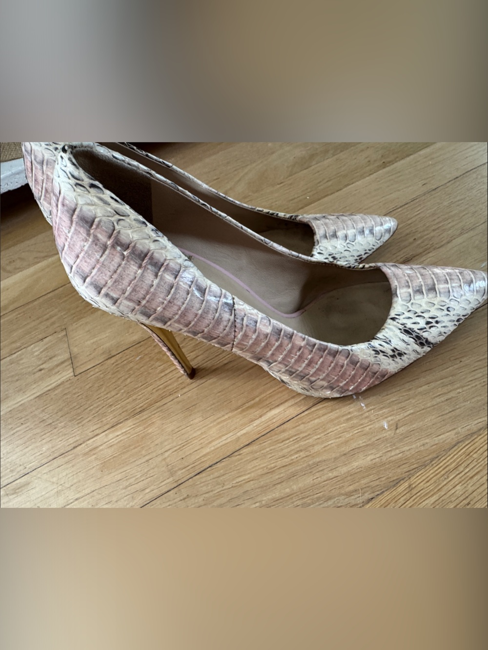 Marciano Blush Python-Texture Pointed Stiletto Pumps